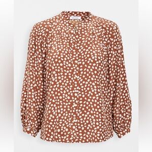 AYR Por Favor top 100% silk brown polka dot